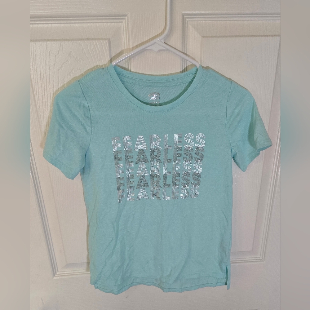 Athletic Works Girls Fearless Light Blue Short Sleeve Tee Large